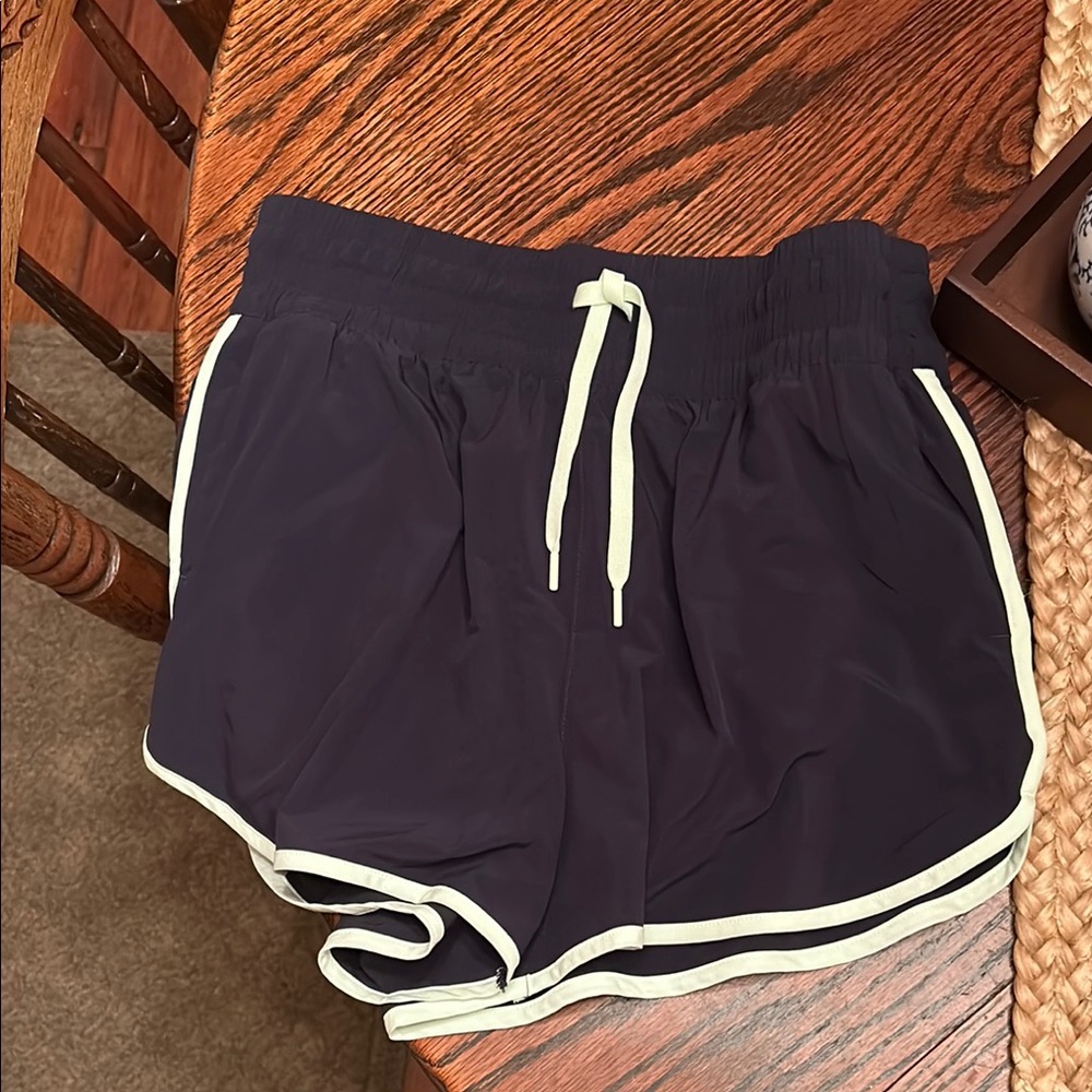 Athleta Navy Athletic Shorts with Cream Trim